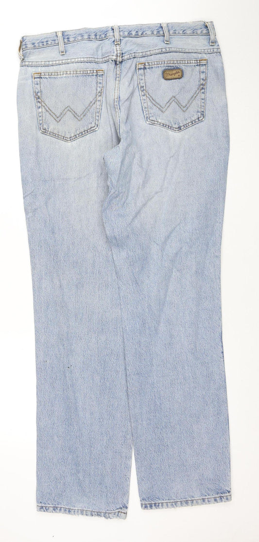 Wrangler Mens Blue 38x31 Straight Leg Vintage Denim Jeans
