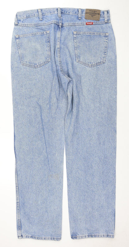 Wrangler Men’s Blue Regular Fit Straight Denim Jeans 38x32