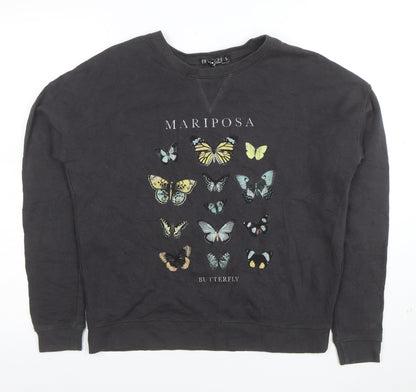 Fifth Sun Womens Black Butterfly Pullover Sweatshirt Size S