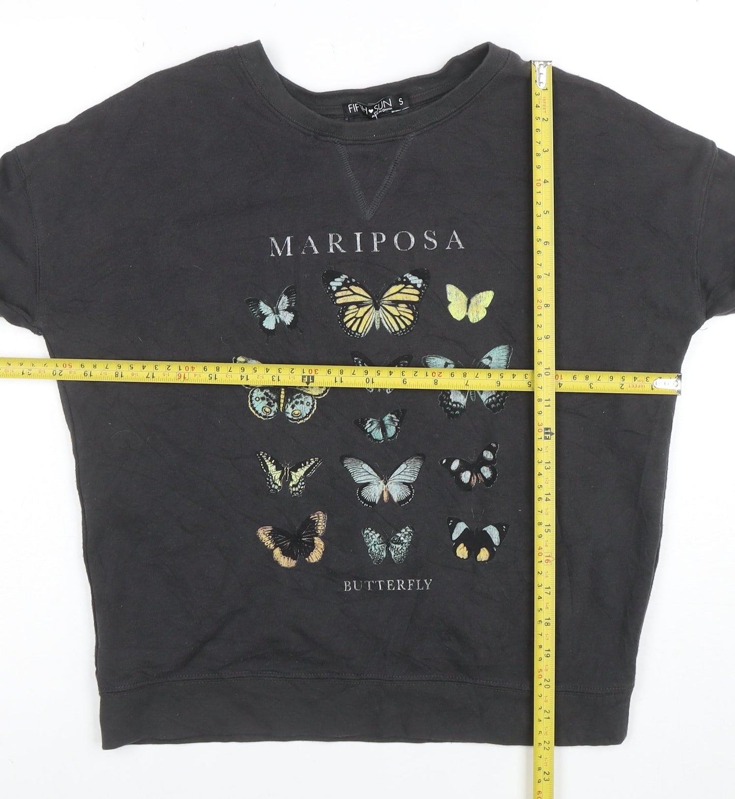 Fifth Sun Womens Black Butterfly Pullover Sweatshirt Size S