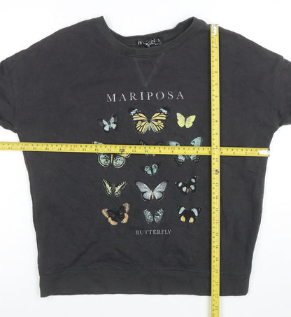 Fifth Sun Womens Black Butterfly Pullover Sweatshirt Size S