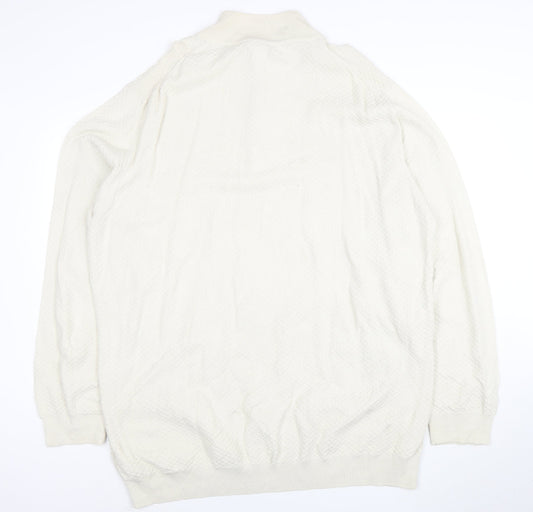GANT Men Ivory 4XL 1/2 Zip Cotton Jumper Classic Knit Pullover