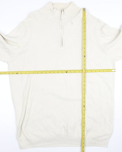 GANT Men Ivory 4XL 1/2 Zip Cotton Jumper Classic Knit Pullover