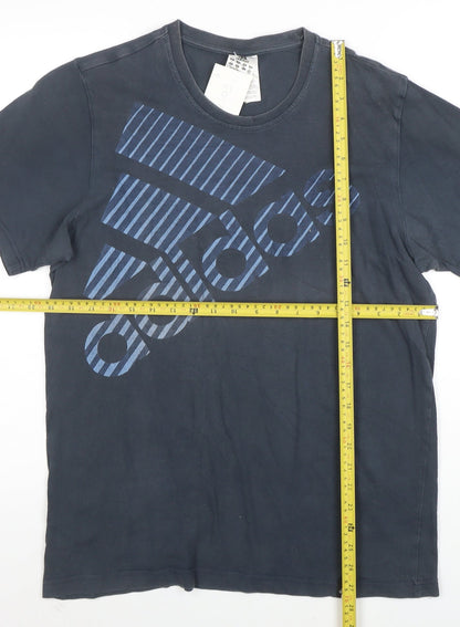 Adidas Men's Blue Graphic Logo Cotton T-Shirt Size M