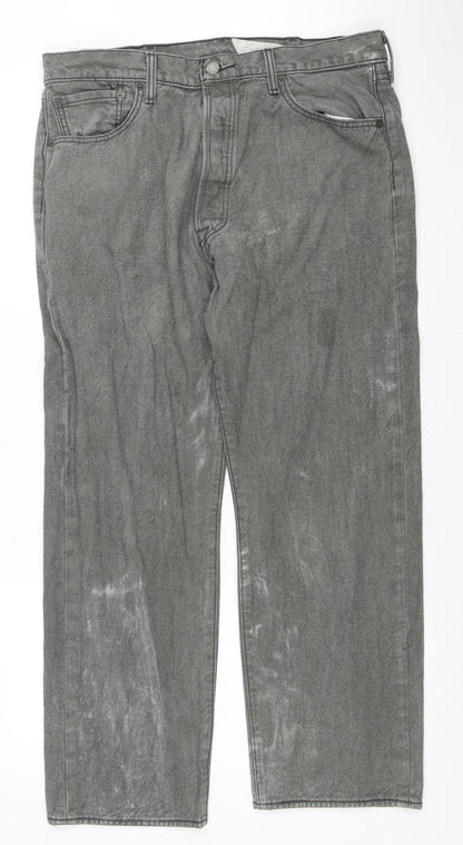 Levi's 501 Men's Grey Straight Jeans W38 L30 Classic Mid Rise Denim