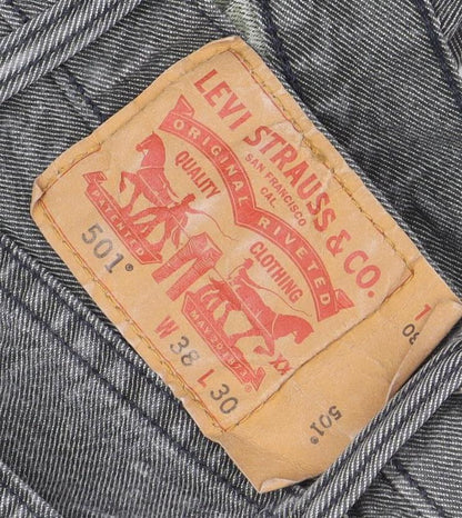 Levi's 501 Men's Grey Straight Jeans W38 L30 Classic Mid Rise Denim