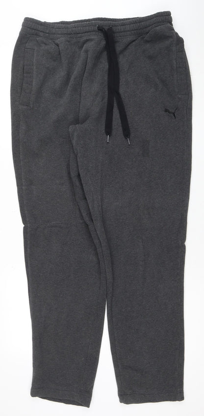 Puma Mens Grey XL Fleece Sweatpants Joggers Elastic Waist