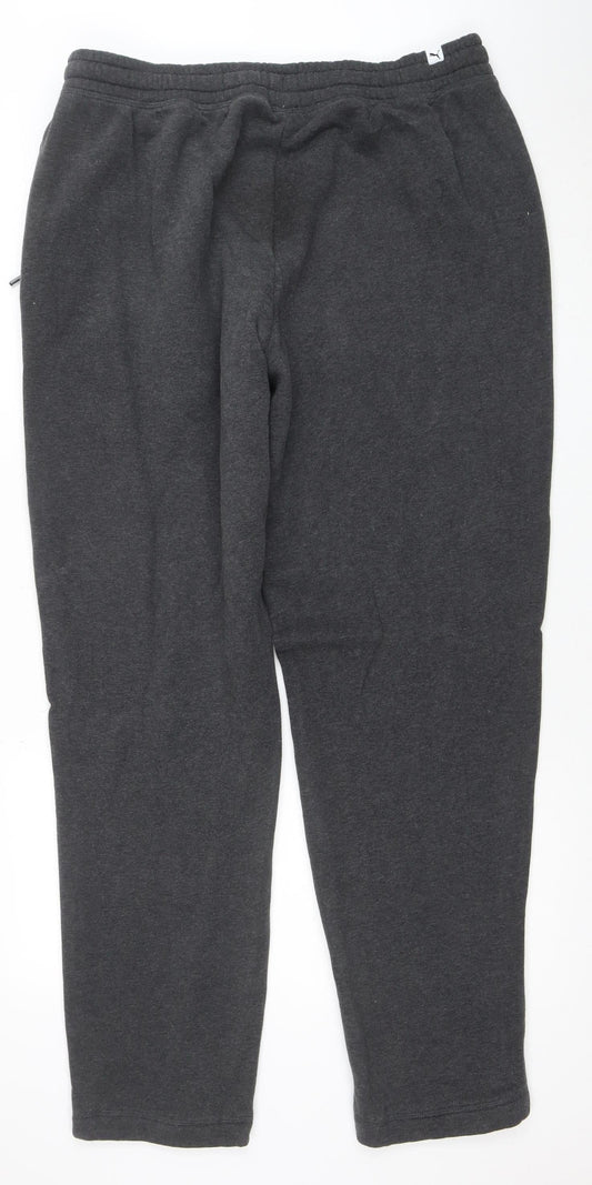 Puma Mens Grey XL Fleece Sweatpants Joggers Elastic Waist