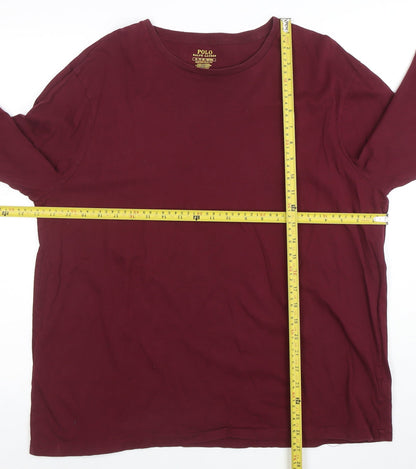 Ralph Lauren Men's Burgundy Long Sleeve Slim Fit Cotton T-Shirt XL