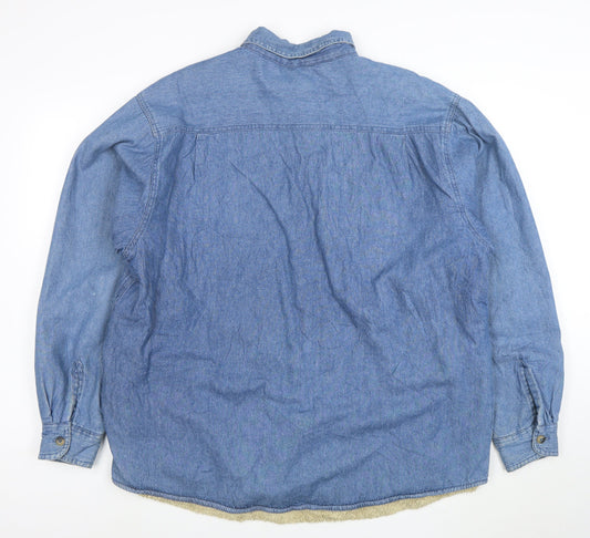 Wrangler Men Blue Denim Sherpa Lined Cotton Jacket XL
