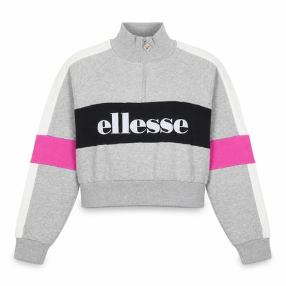 Ellesse Women's Grey Colourblock 1/2 Zip Sweatshirt UK 12