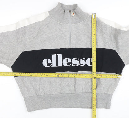 Ellesse Women's Grey Colourblock 1/2 Zip Sweatshirt UK 12