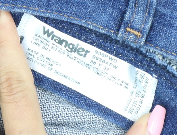 Wrangler Men's Blue 36x32 Regular Fit Straight Denim Jeans