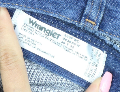 Wrangler Men's Blue 36x32 Regular Fit Straight Denim Jeans