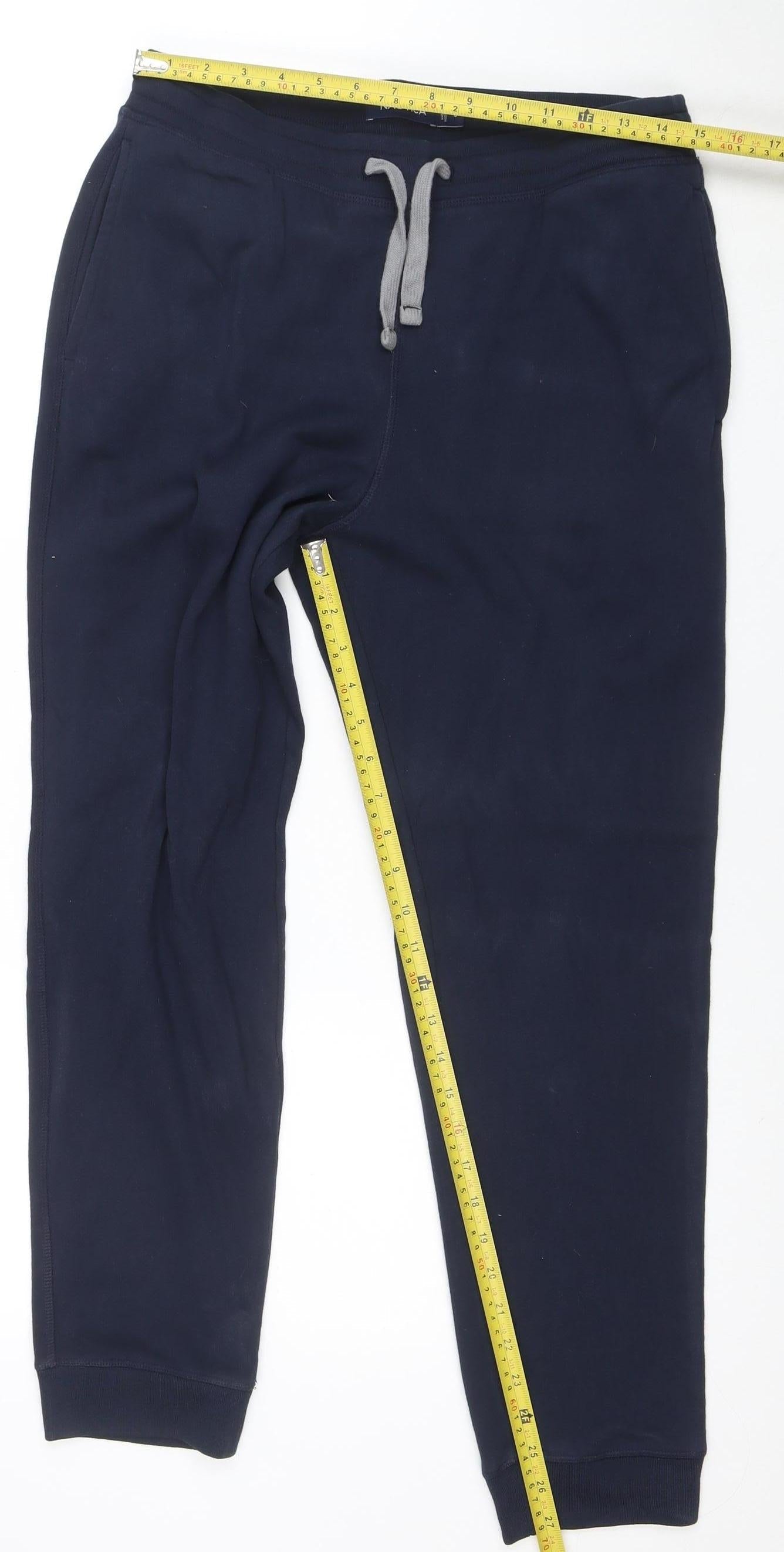 Nautica Men's Blue Jogger Sweatpants S Cotton Blend Tapered Fit