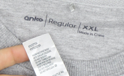 Anko Mens Grey 2XL Regular Fit Crew Neck Pullover Sweatshirt