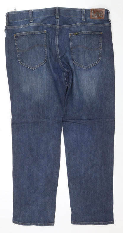 Lee Men's Blue 40x30 Straight Fit Stretch Denim Jeans