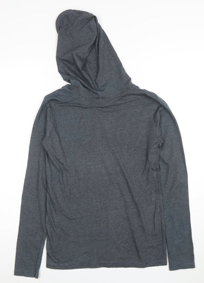Anvil Boys Grey Pullover Hoodie Small Cotton Blend Graphic Print