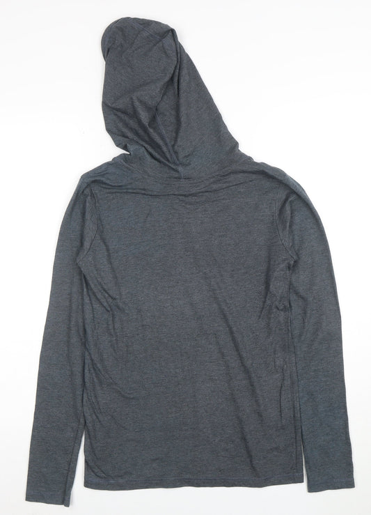 Anvil Boys Grey Pullover Hoodie Small Cotton Blend Graphic Print