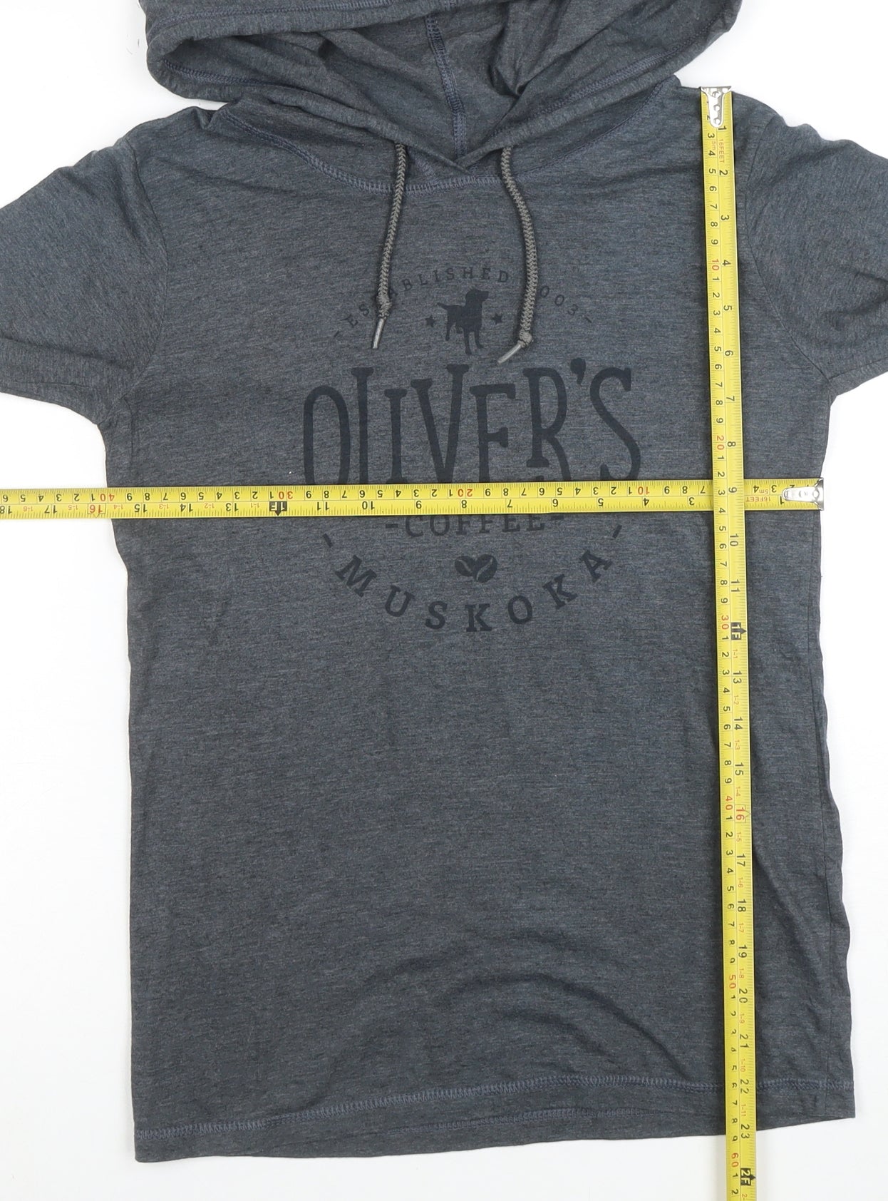Anvil Boys Grey Pullover Hoodie Small Cotton Blend Graphic Print