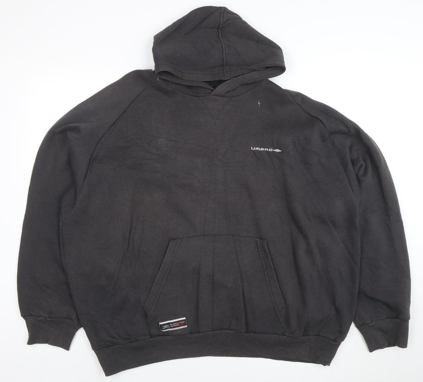 Umbro Men’s Black 2XL Pullover Hoodie with Logo and Kangaroo Pocket