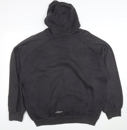 Umbro Men’s Black 2XL Pullover Hoodie with Logo and Kangaroo Pocket