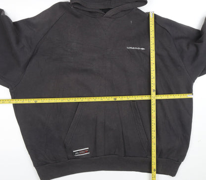 Umbro Men’s Black 2XL Pullover Hoodie with Logo and Kangaroo Pocket