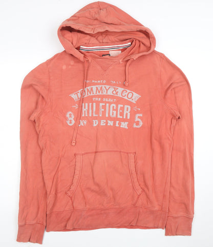Tommy Hilfiger Men's Orange Graphic Pullover Hoodie Size L