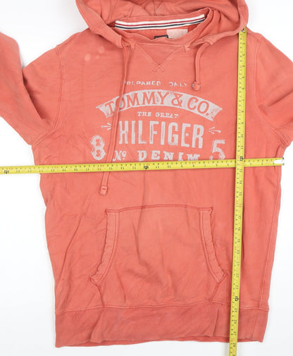 Tommy Hilfiger Men's Orange Graphic Pullover Hoodie Size L