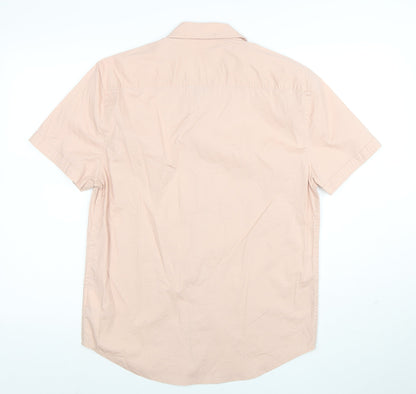 Guess Men Pink Short Sleeve Regular Fit Button-Up Shirt Size M