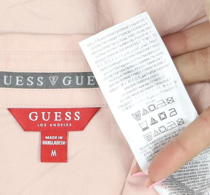 Guess Men Pink Short Sleeve Regular Fit Button-Up Shirt Size M