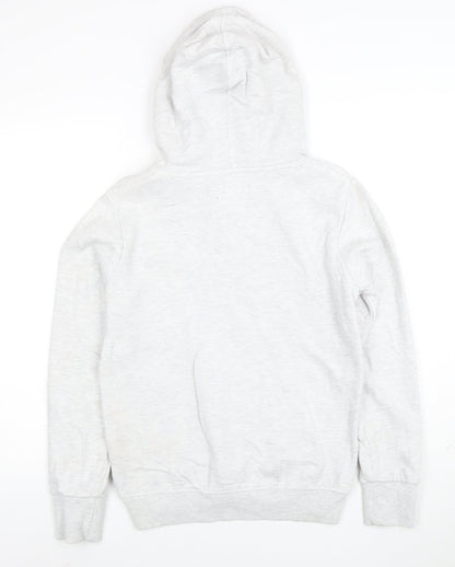 Superdry Womens Grey Pink Pullover Hoodie Size 10 Cotton Blend