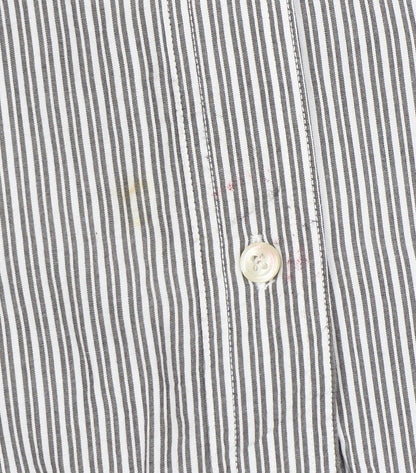 Chaps Men's Grey White Striped Cotton Long Sleeve Button-Up Shirt M