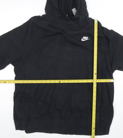 Nike Womens Black Pullover Hoodie 1X Relaxed Fit Fleece Sweatshirt
