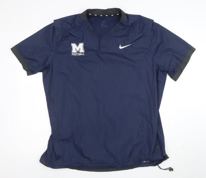 Nike Men's Blue Short Sleeve V-Neck Football Training Top Size L
