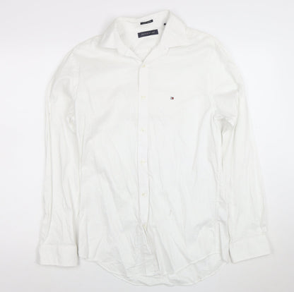 Tommy Hilfiger Men's White Slim Fit Stretch Cotton Long Sleeve Shirt M