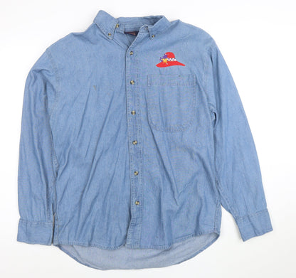 Common Sense Men's Blue Cotton Button-Up Denim Shirt Size S