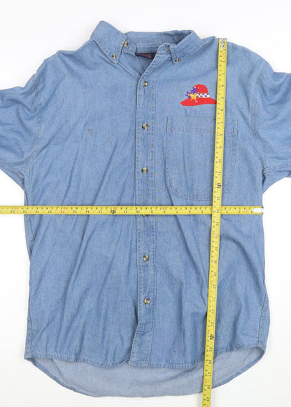 Common Sense Men's Blue Cotton Button-Up Denim Shirt Size S