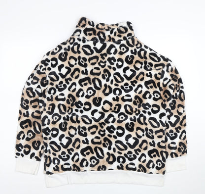 Secret Treasures Women Beige Leopard Print Pullover Hoodie Size L 12-14