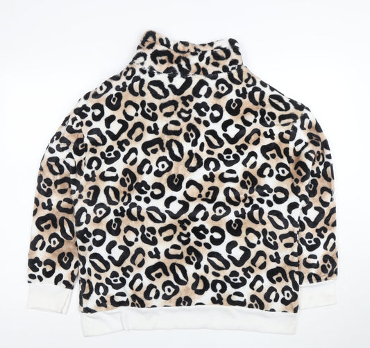 Secret Treasures Women Beige Leopard Print Pullover Hoodie Size L 12-14