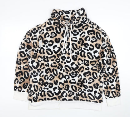 Secret Treasures Women Beige Leopard Print Pullover Hoodie Size L 12-14