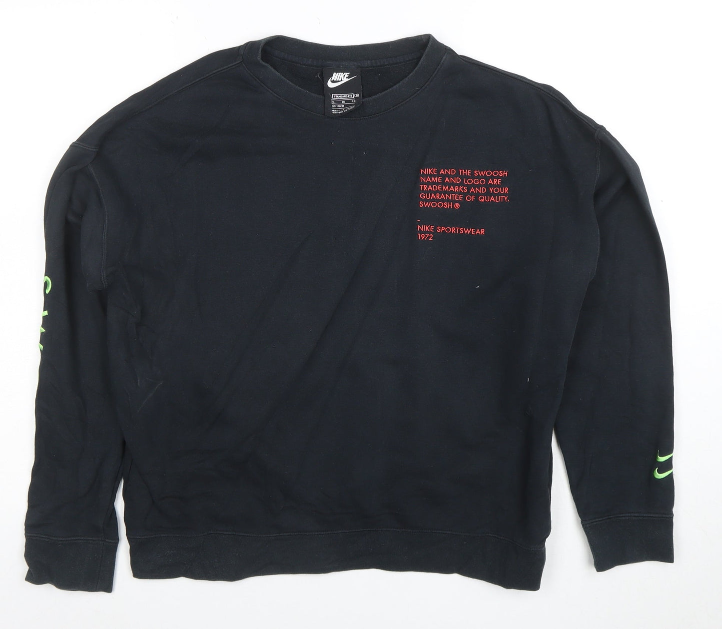 Nike Boys Black XL Sweatshirt Crew Neck Graphic Print Standard Fit
