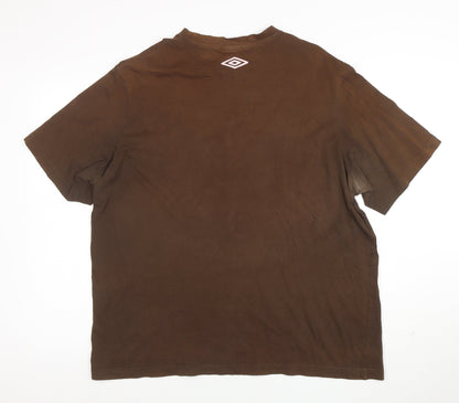 Umbro Men's Brown Graphic Logo T-Shirt 2XL Sports Style