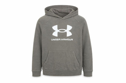 Under Armour Boys Khaki Pullover Hoodie YLG 13-14 Years Cotton Blend