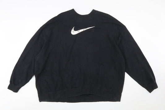 Nike Womens Black XL Pullover Crew Neck Sweatshirt Dri-FIT Cotton Blend