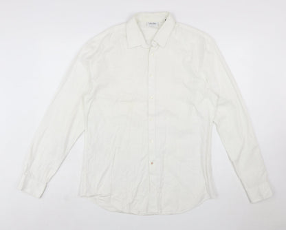 Calvin Klein Men's White Extra-Slim Fit Long Sleeve Cotton Shirt Size 16
