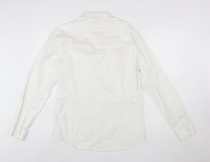 Calvin Klein Men's White Extra-Slim Fit Long Sleeve Cotton Shirt Size 16