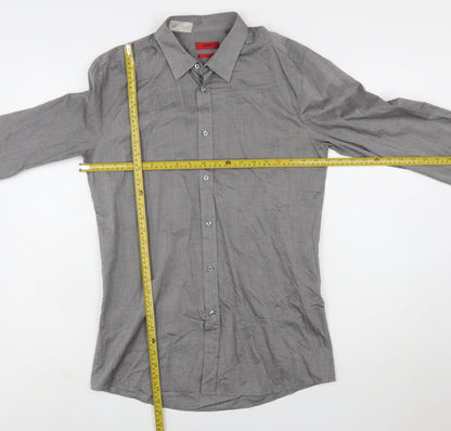 Hugo Boss Men's Grey Slim Fit Long Sleeve Button-Up Shirt L
