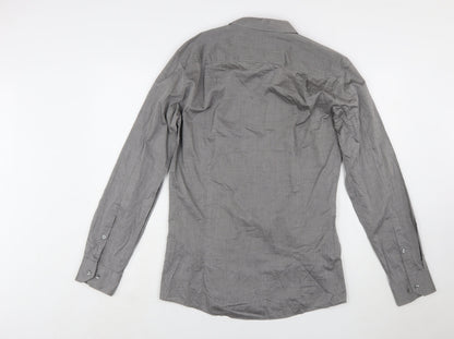 Hugo Boss Men's Grey Slim Fit Long Sleeve Button-Up Shirt L