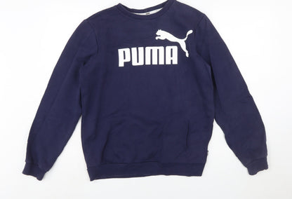 Puma Boys Blue Crew Neck Pullover Sweatshirt 15-16 Years Logo Print